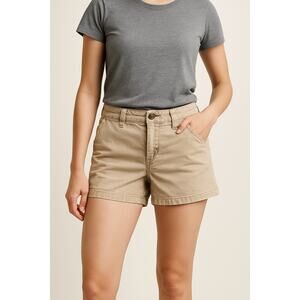 American Eagle Midi Stretch Shorts Size 10 Khaki Beige